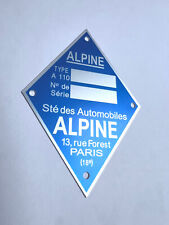 Plaque constructeur ALPINE A110