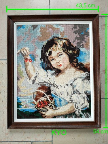 Tableau tissé femme broderie - tableau,