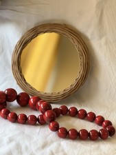 Miroir En Rotin Tressé Vintage, Petit Miroir Mural Bohême Chic, Déco Naturelle