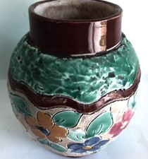 Vase boule faïence polychrome