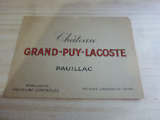 étiquette vin ancien chateau Grand Puy Lacoste Pauillac grand cru classé Nicolas
