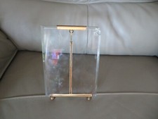 ancien grand cadre photo verre biseauté et laiton  22.3 cm