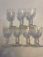 7 verres à vin à pied anciens XIXe à facettes en verre soufflé 