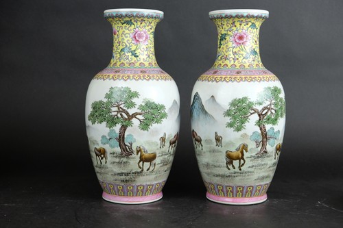 Vases chevaux paire - chevaux,