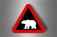 Autocollant sticker voiture moto murale panneau attention danger ours polaire