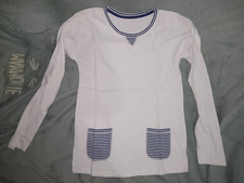 Tee-shirt blanc a rayures Bleu