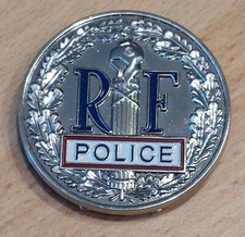 médaille police de ceinture finition argentée diamètre 5 cm
