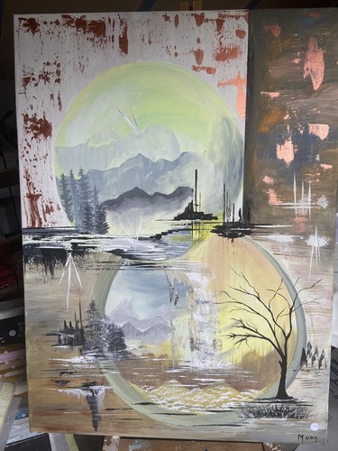 Peinture tableau zen japonais - tableau,