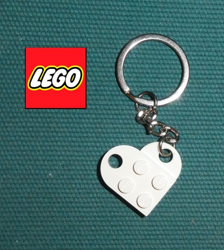 Porte clé lego cœur blanc - clé,