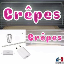 Panneau enseigne lumineuse Neon led à suspendre poser Crêpes stand usb forain