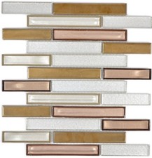 Mosaïque brique composite céramique verre blanc cuivre 87OL-015_f | 10 plaques