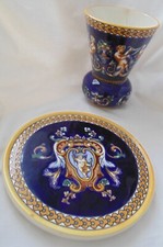 ensemble gien renaissance vase + plateau