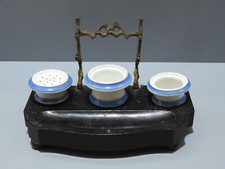 -ENCRIER PORTE PLUMES NAPOLEON III XIXe Bois Bronze PORCELAINE de PARIS   D