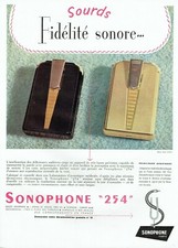 Publicité Advertising 1221 1954   Sonophone 254  appareil déficience auditive 