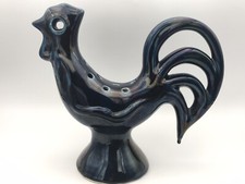 PIQUE FLEURS COQ En Céramique Émaillée Bleu Signée Le Potier Menton 