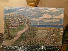 Peinture Ancienne Sur Bois, Marine Bord De Mer