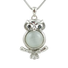 Mode Bijoux - 18k Plaqué or Blanc Collier Chouette (FN088)