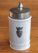 Pot Porcelaine de Limoges et Étain de Paris - Blason Lys et Couronne 17,5 cm