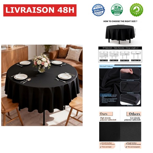 Nappe ronde noir - nappe, cm