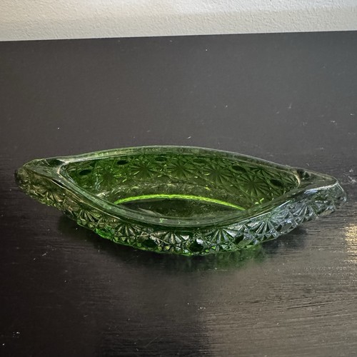 Vintage green glass canoe - vintage,
