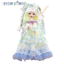 12 Pouces 30cm BJD Doll SD Doll + Perruque Colorée + Robe + Bandeau Pour Cheveux