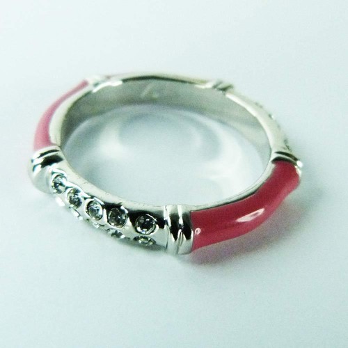 Bague plaqué blanc émail - or,