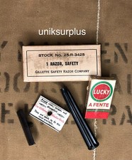 1 . Rasoir Gillette  avec un paquet de 5 lames Lucky original US ARMY WW2