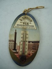 PLAQUE EMAILLEE ASSURANCES UNION SUR LA VIE PLACE VENDOME THERMOMETRE