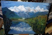 Tableau Huile sur panneau Lac de montagne