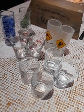 LOT DE 13 VERRES SHOT, SHOOTER -VODKA NUAGE, SAUZA, MALIBU, AUSTRALIAN ROAD