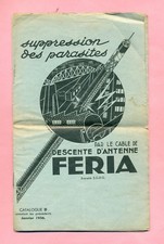CATALOGUE FERIA 1936 / CABLE ANTENNE - RADIO - TSF