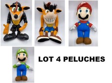✨ LOT 4 PELUCHES JEUX VIDEO - MARIO / LUIGI / CRASH BANDICOOT