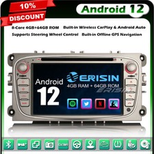 8-Core 64GO Android 12 GPS Autoradio Ford Mondeo Focus S/C-Max Galaxy BT 5.0 DVD