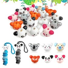 6 styles Perles en bois en forme d'animaux avec visage 25mm 36 pcs Perles en ...