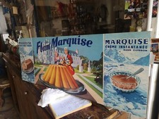 Plaque Publicitaire Vintage Cartonné Flan Marquise Dessert Crème Glace Déco 