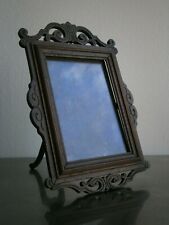 CADRE PHOTO ANCIEN BOIS DE NOYER SCULPTE DECOR FRISE AJOUREE VUE 10X14 DECO 19°s