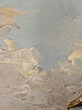 Tableau ancien huile paysage de Provence hameau village perché Michel Nouguier