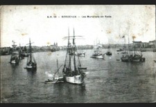 BORDEAUX (33) VOILIERS-BATEAUX de PECHE MORUTIERS au PORT début 1900