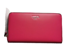 Portefeuille cuir rose framboise Lancel