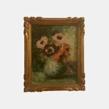 Giovanni Morscio 1929 Huile sur panneau / Oil Painting Flowers Signed