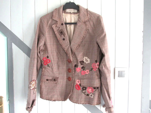 Veste coton marron broderie - veste,