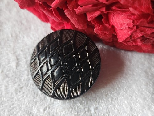 Bouton ancien verre noir - ancien, noir/