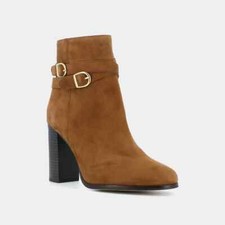 JONAK Bottines cuir daim moutarde talon 9 cm taille 37