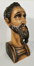 ANCIENNE SCULPTURE BUSTE DON QUICHOTTE EN BOIS - ART POPULAIRE - 26cm