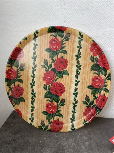 Ancien plateau rond roses - plateau,