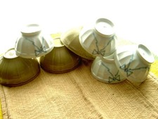 lot de 7 -  BOLS en porcelaine Limoges FRANCE vintage NEUFS et céramique verts