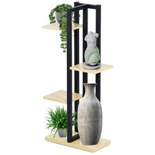 Porte-Fleurs Métal 4 Étages 93cm Porte-Plantes Étagère Colonne Fleurs