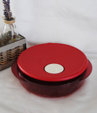 ? TUPPERWARE Boite Micro Onde Ronde Rouge Assiette Crystal Wave 330 ml + 240 ml