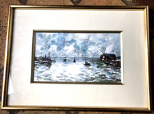 Fernand HERBO -aquarelle bien encadrée - bateaux de pêche