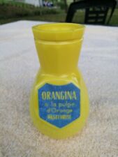 ancien pot porte pailles ORANGINA vintage opaline jaune 1960's café bistro bar